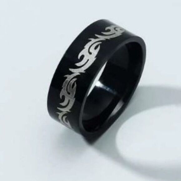 Stainless Steel Tribal Design Ring - Picture 1 of 4